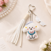 Cute Fluffy Doggy Keychain | Plush Puppy Bag Charm with Ribbon Lanyard