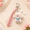 Cute Fluffy Doggy Keychain | Plush Puppy Bag Charm with Ribbon Lanyard
