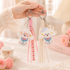 Cute Fluffy Doggy Keychain | Plush Puppy Bag Charm with Ribbon Lanyard