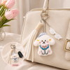 Cute Fluffy Doggy Keychain | Plush Puppy Bag Charm with Ribbon Lanyard