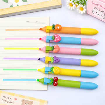 Cute Fruit Charm 2-in-1 Gel Pen and Highlighter