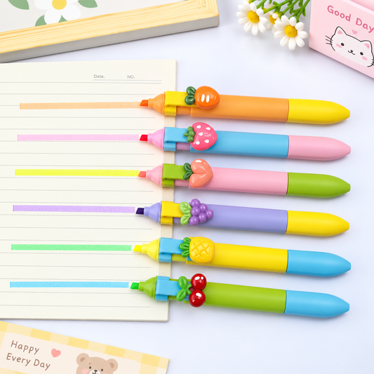Cute Fruit Charm 2-in-1 Gel Pen and Highlighter