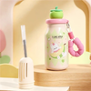 Cute Fruit Lid Insulated Water Bottle 400ml with Straw & Beaded Strap for Kids