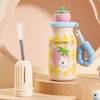 Cute Fruit Lid Insulated Water Bottle 400ml with Straw & Beaded Strap for Kids