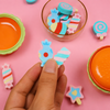 Cute Hamburger Container with Mini Food & Cactus Erasers