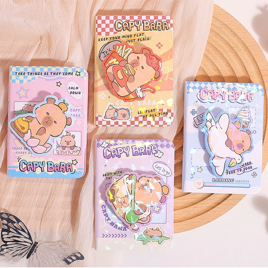 Cute Kawaii Capybara A7 Pocket Diary – 3D Rotatable Fidget Journal for Kids