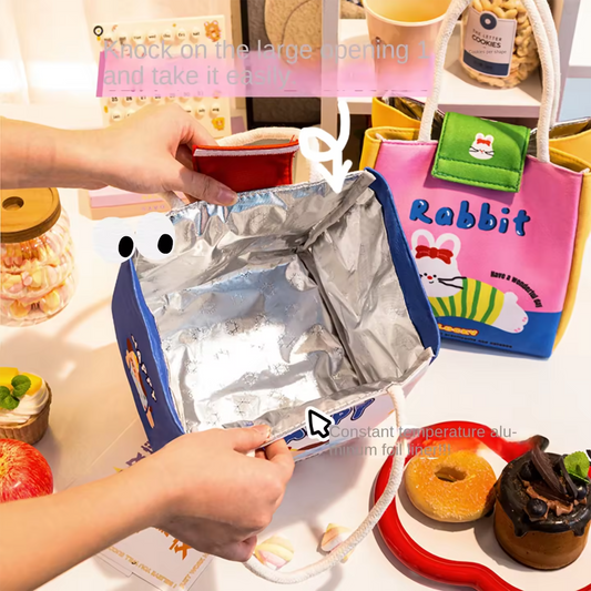 Cute Large Capacity Cartoon Lunch Bag | Portable Insulated Food Tote for Kids