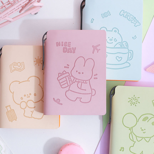 Cute Mini Pocket Diary with Pen | Cartoon Embossed Portable Notebook Journal