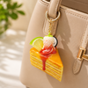 Cute Strawberry Cake Keychain | Kawaii Layered Pastry Bag Charm & Key Ring