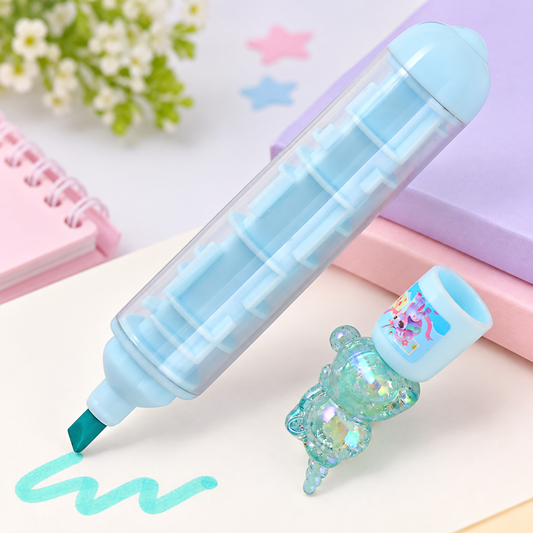 Cute Unicorn Maze Highlighter Pen with Toy Topper