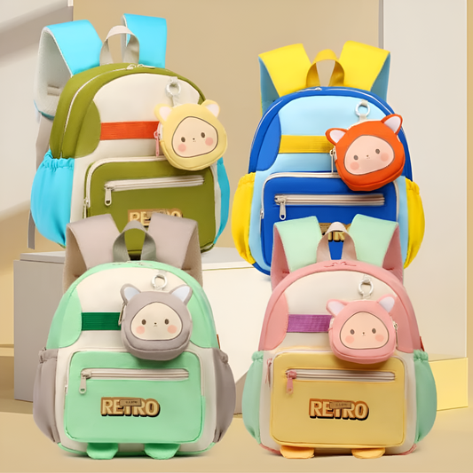 Cool Kids' Retro School Bag with Adorable Coin Pouch