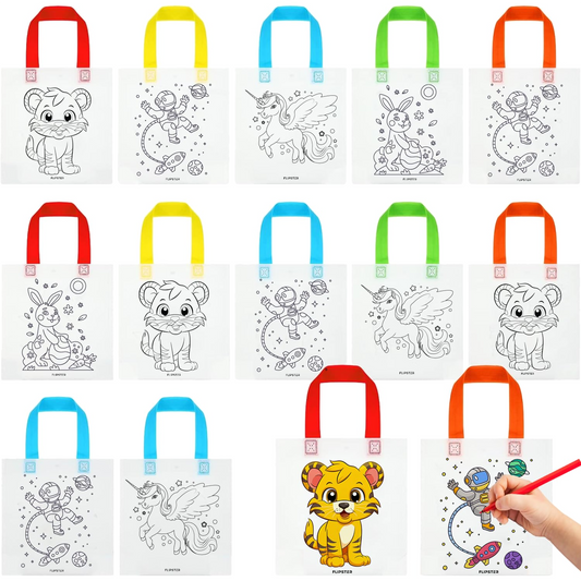 DIY Art & Craft Coloring Handbags | Reusable Party Treat Bags for Kids Return Gifts