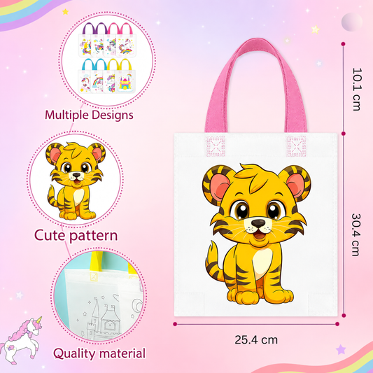 DIY Art & Craft Coloring Handbags | Reusable Party Treat Bags for Kids Return Gifts