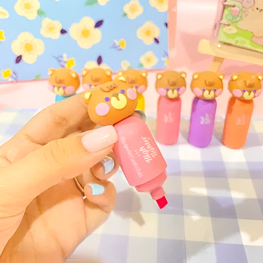 Pastel Bear Highlighters ✨ – Cute & Smooth 6-Pack