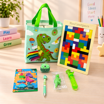 Dino-Mite Kids Gift Hamper: Fun Toys & Reusable Non-Woven Bag