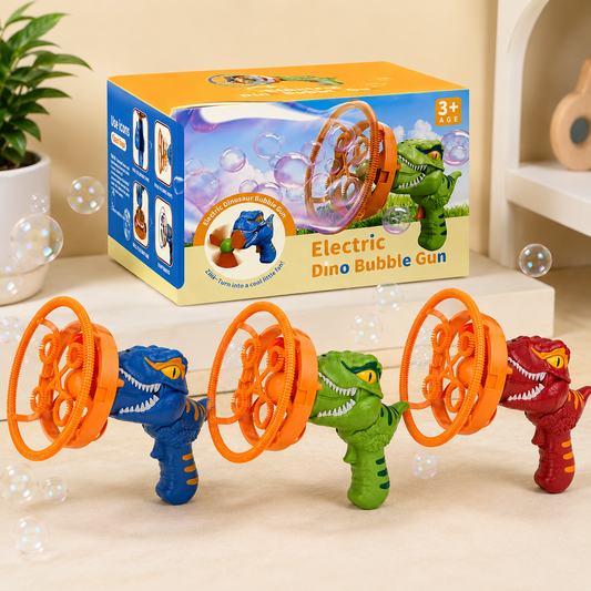 Electric Dino Bubble Gun | Fun Outdoor Toy with Bubble-in-Bubble Effect