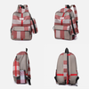 Large Capacity Casual Plaid School Bag with Detachable Pouch