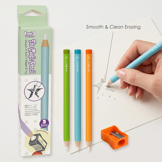 Pencil Shape Magic Eraser Set with Sharpener