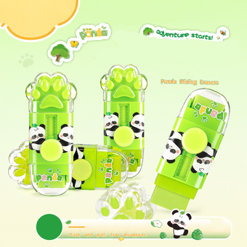 Cute Panda Paw Sliding Eraser | Retractable Push-Pull Roller Eraser