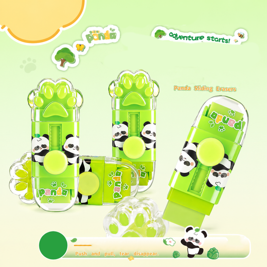 Cute Panda Paw Sliding Eraser | Retractable Push-Pull Roller Eraser