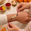 Evil Eye & Rudraksha Rakhi with Custom Name for Brother | Engraved Metal Rakhi