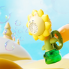 Close-up of a handheld flower bubble shooter wand with integrated light-up features.