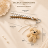 Fluffy Teddy Bear Keychain – Cute Plush Bag Charm with Pearl Bow & Woven Lanyard