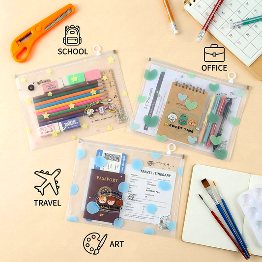 Kawaii Heart & Star Transparent File Folder