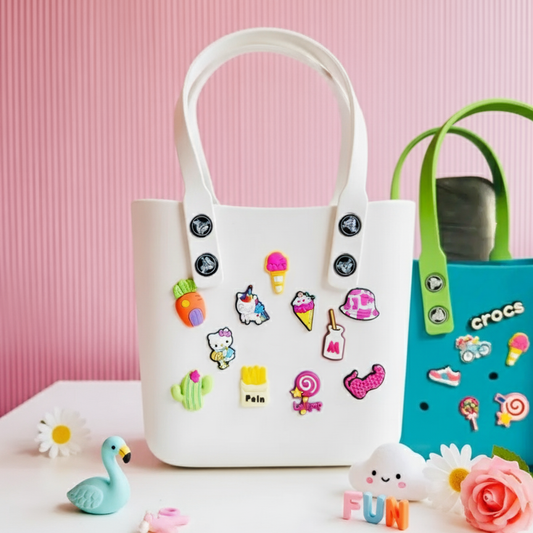 EVA Silicone Beach Bag with Charms | Shoulder Tote Bag
