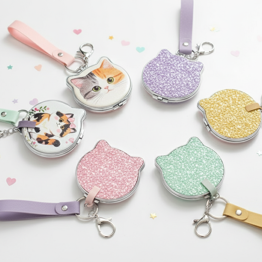 Bling Kitty Pocket Size Mirror with sparkling design