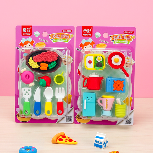 Happy Kitchen Cartoon Eraser Set