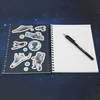 Cosmic Quest notebook with timetable, space stickers, and lined pages