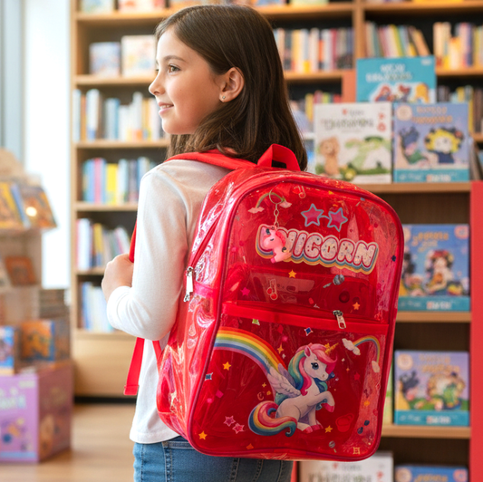 Neon Colorful Kids Transparent School Bag – Lightweight & Trendy Backpack