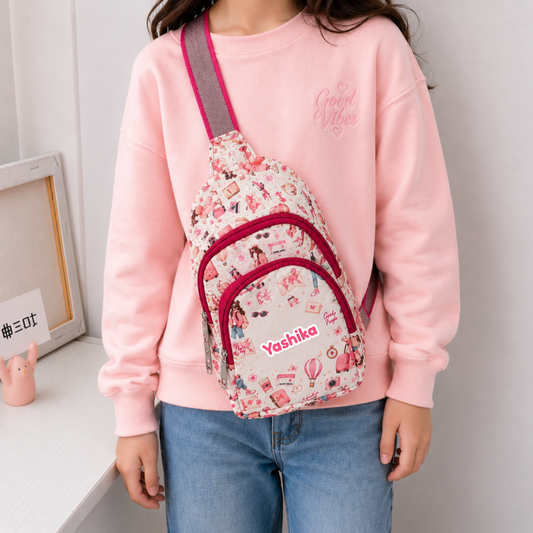 Personalized with Name Sling/Chest Shoulder Bag for kids