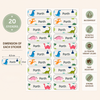 Personalized Dinosaur Name Stickers | Waterproof UV DTF Labels | 20 Stickers