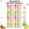Personalized Fruit Theme Name Stickers | Waterproof UV DTF Labels | 20 Stickers