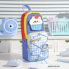Yummy Aesthetic Grid Contrasting Color Small Pencil Case with Detachable Patch