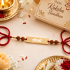 Handcrafted Name-Engraved Rakhi with Rudraksha Beads & Red Thread