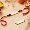Evil Eye & Rudraksha Rakhi with Custom Name for Brother | Engraved Metal Rakhi
