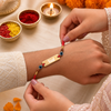 Evil Eye & Rudraksha Rakhi with Custom Name for Brother | Engraved Metal Rakhi