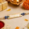Personalized Evil Eye Metal Rakhi for Brother | Laser Engraved Personalized Name Rakhi