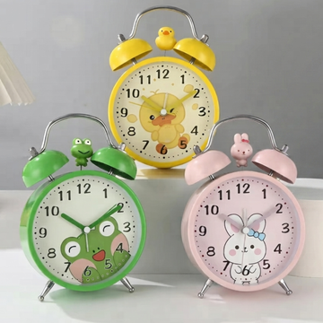 Cute Animal Alarm Clock – Night Light Twin Bell Clock for Kids