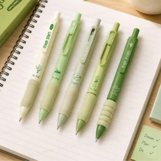 GreenGlow Aesthetic Matcha Green Gel Pen Set | 0.5mm Fine Tip