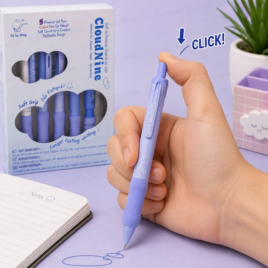 Cloud Nine Aesthetic Blue Gel Pen Set | 0.5mm Fine Tip