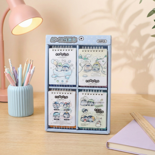 A7 Penguin Mini Spiral Notebook