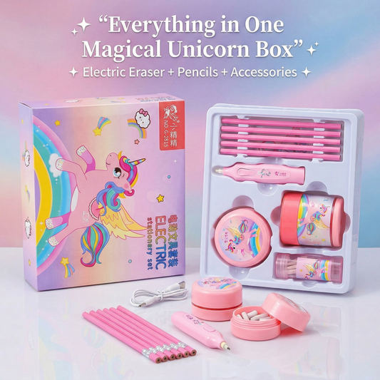 3-in-1 Electric Stationery Set – Sharpener, Eraser & Vacuum with 6 Pencil