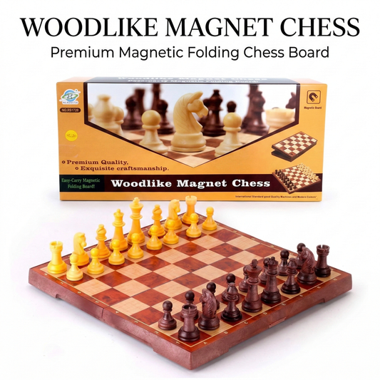 Woodlike Magnetic Chess Set | Foldable Travel Board Game