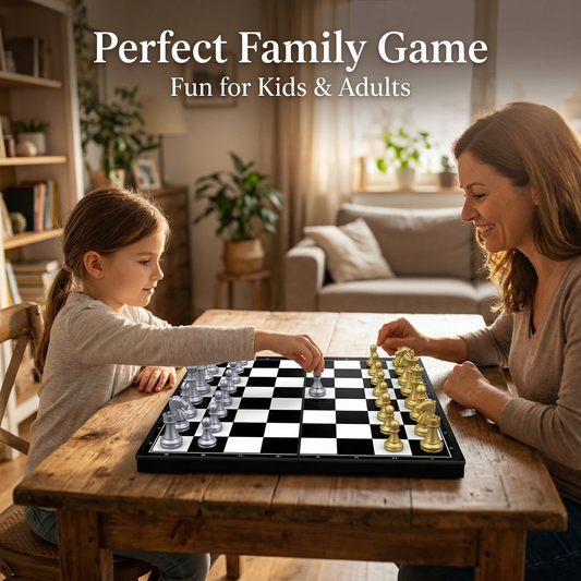 Silver & Gold Magnetic Chess Set | Foldable Travel Board Game