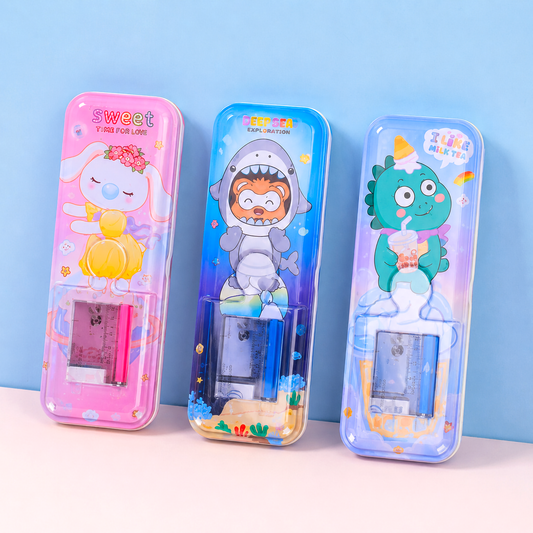 Cartoon Metal Comapss Box with Stationery