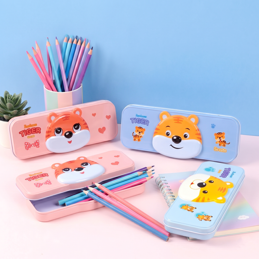 Kawaii 3D Tiger 2-in-1 Metal Compass Box